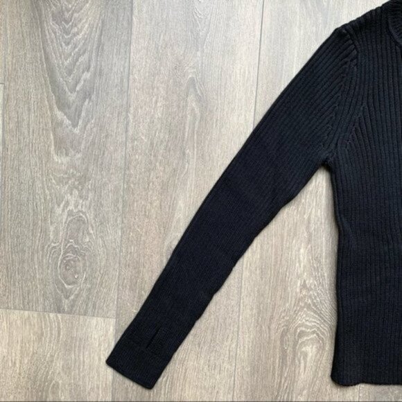 Revolve One Grey Day Robert Sweater Cropped Shredded Knit Crewneck Cotton Black - Picture 9 of 16